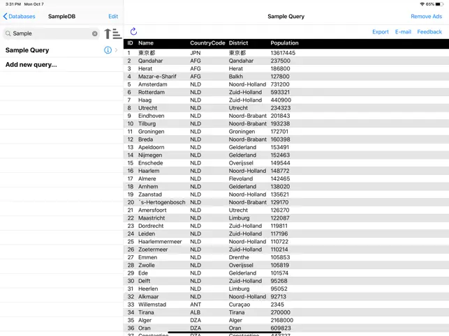 Captura 2 MySQL QueryDB Client iphone