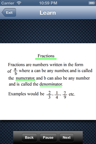 Pre-Algebra - Fractions screenshot 2