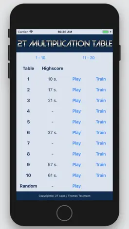 Game screenshot 2T Multiplication Table mod apk