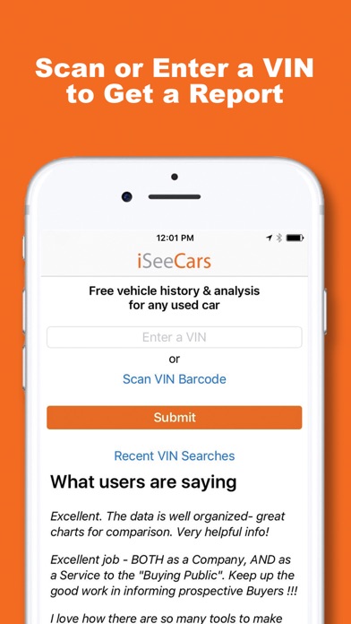 VIN Report for Used Cars Screenshot
