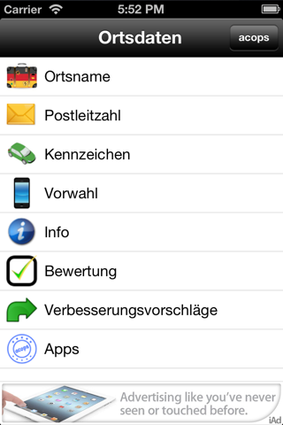 Ortsdaten Pro - náhled