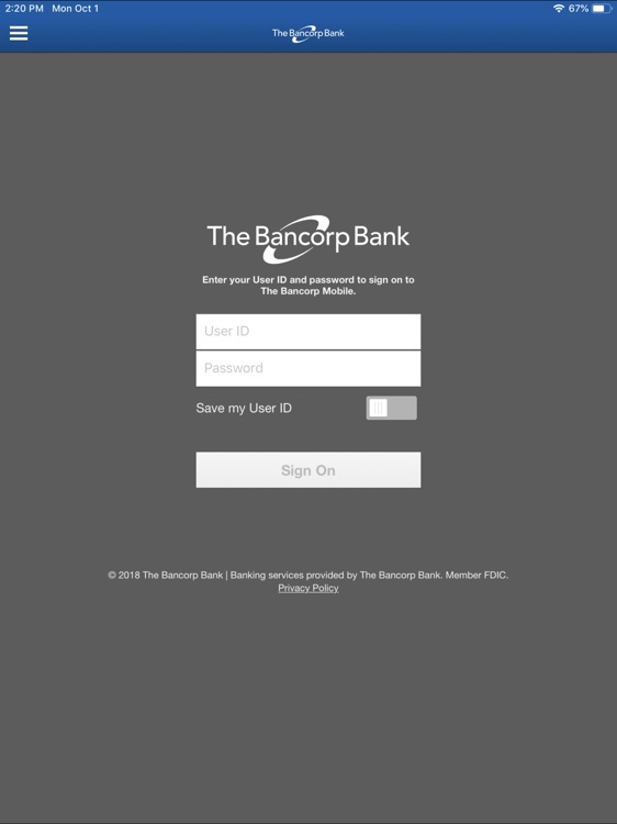 The Bancorp Mobile for iPad