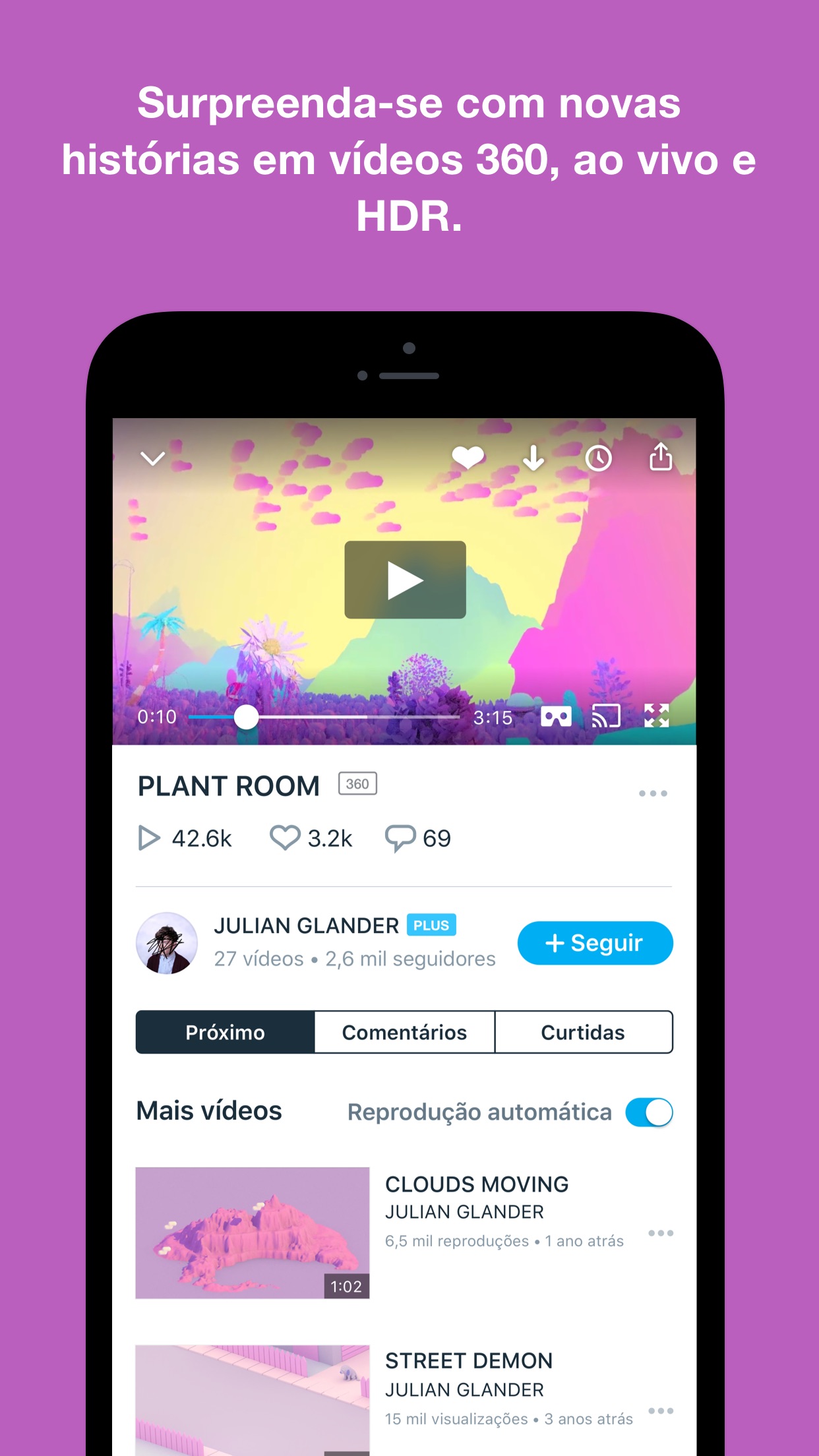Screenshot do app Vimeo
