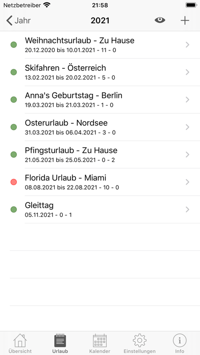 Jahresurlaub Planer app screenshot 1 by Tobias Forst - appdatabase.net