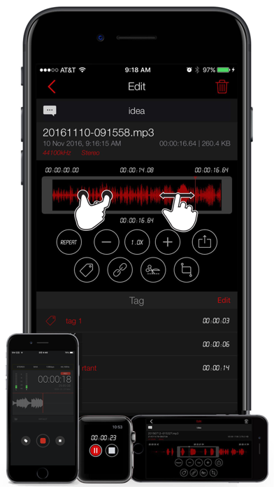 Awesome Voice Recorder Pro - (MP3/WAV/M4A) Audio Recording, Playback, Trimming, Combine, Tagging, Share Screenshot 2