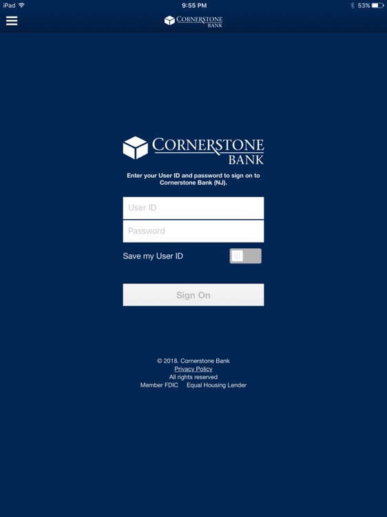 Cornerstone Bank (NJ) for iPad