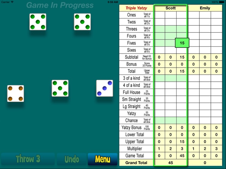 Triple Yatzy for iPad screenshot-0