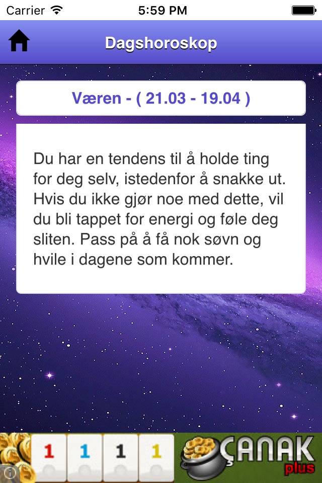 Dagens horoskop screenshot 2