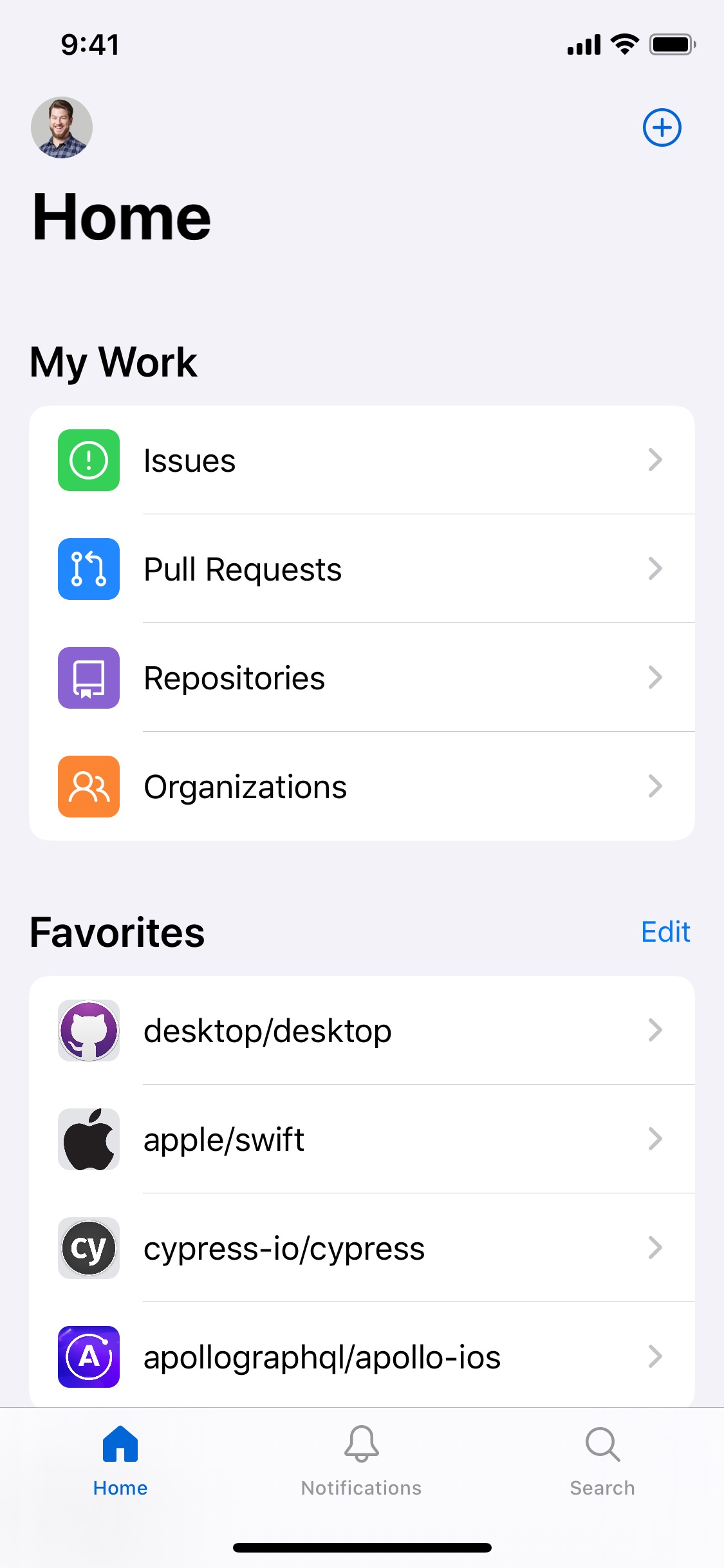 Screenshot do app GitHub
