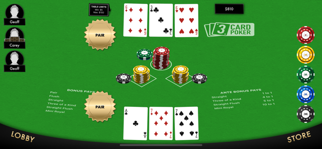 3 Card Poker Table Game