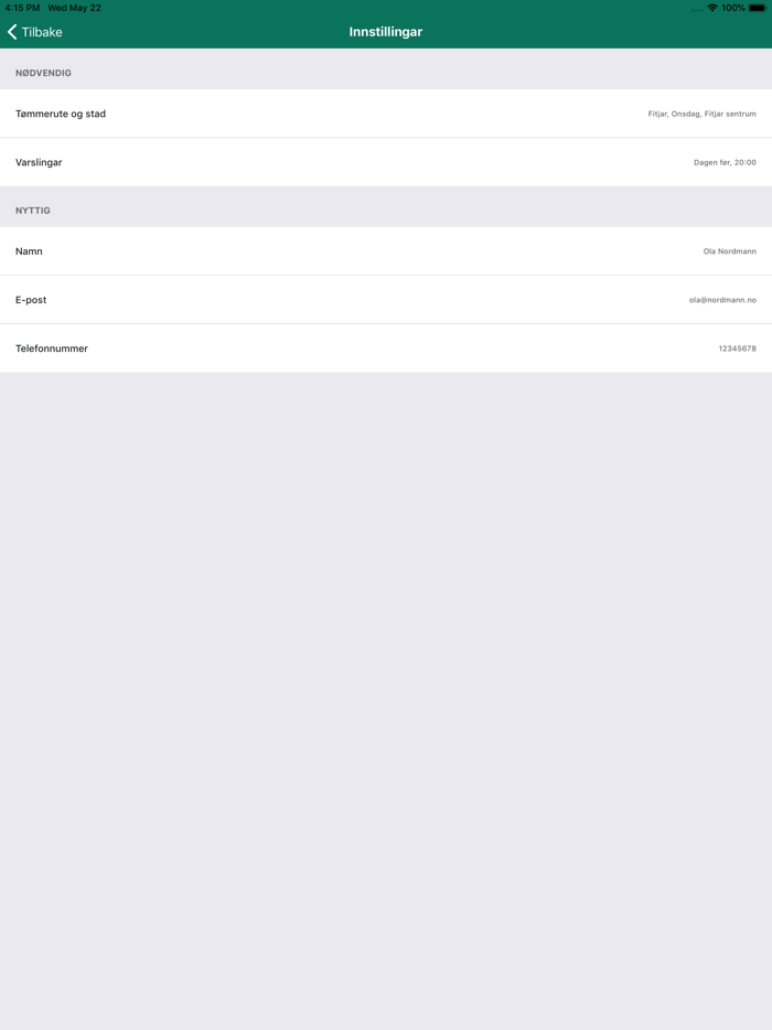 SIM - Tømmekalender