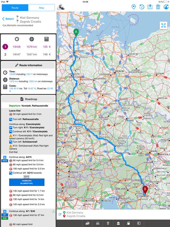 ViaMichelin : GPS, Traffic, Speedcam, Route Planner screenshot