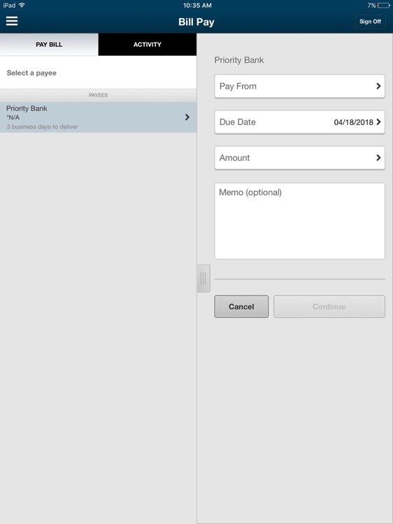 Priority Bank for Tablet by Priority Bank