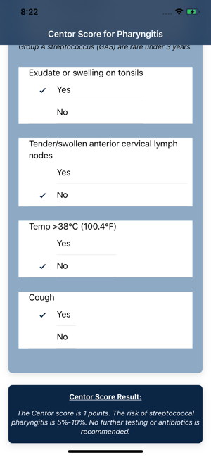 Centor Score for Pharyngitis(圖2)-速報App