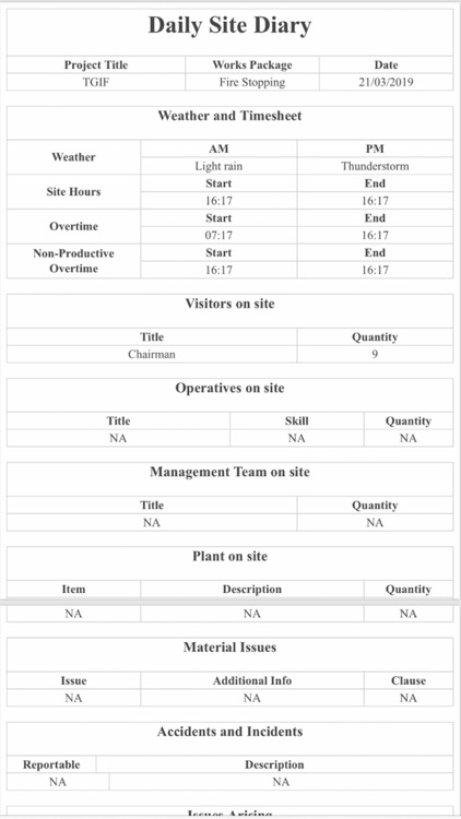 CCMS Site Diary