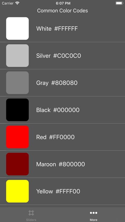 Color Hex Codes