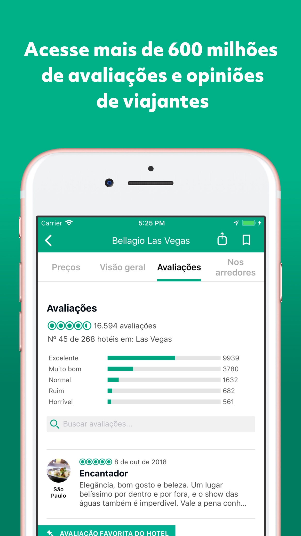 Screenshot do app TripAdvisor: hotéis, voos