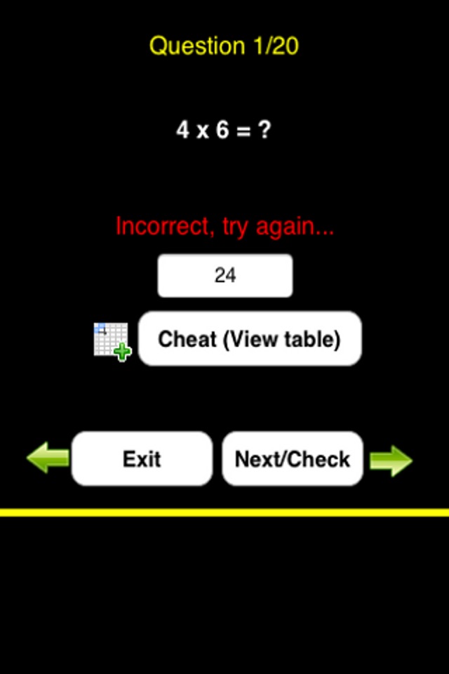 iTimesTables multiply tests screenshot 2