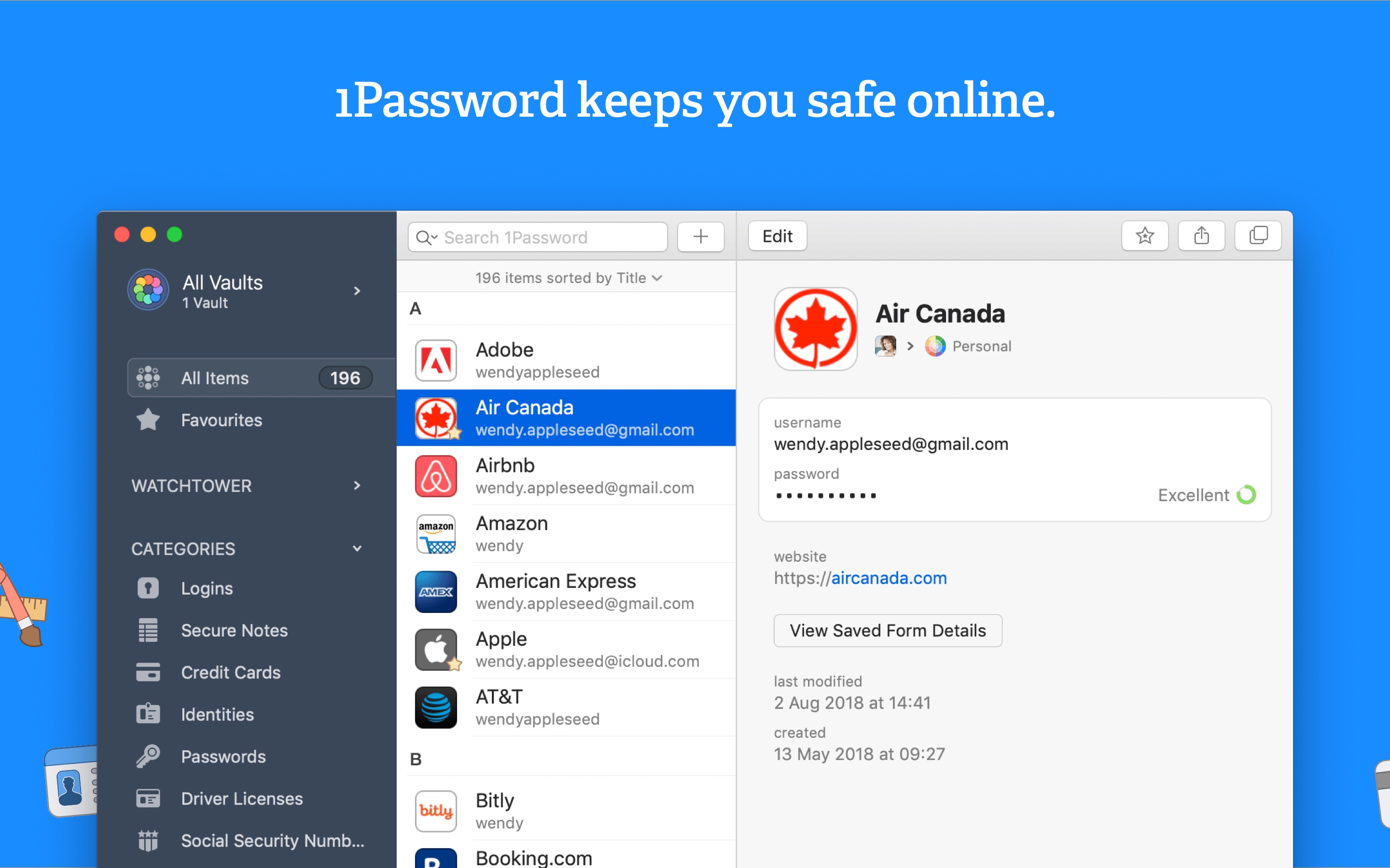 Screenshot do app 1Password 7 - Password Manager