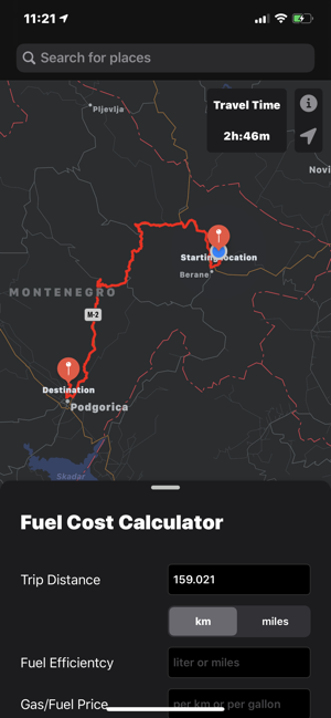 Fuel Cost Calculator - Maps