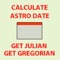 This utility app provides a quick and convenient way to convert a Gregorian date to a Julian date or a Julian date to a Gregorian date