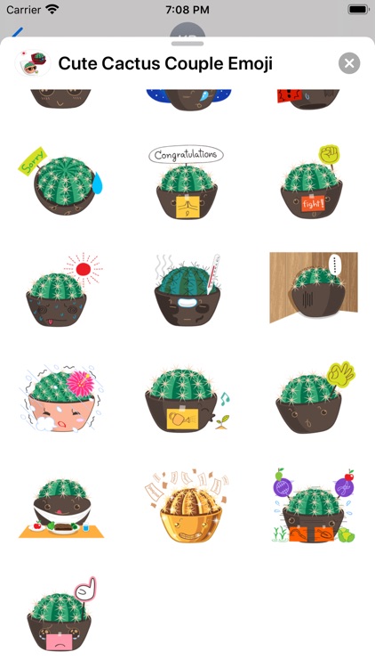 Cute Cactus Couple Emoji screenshot-3