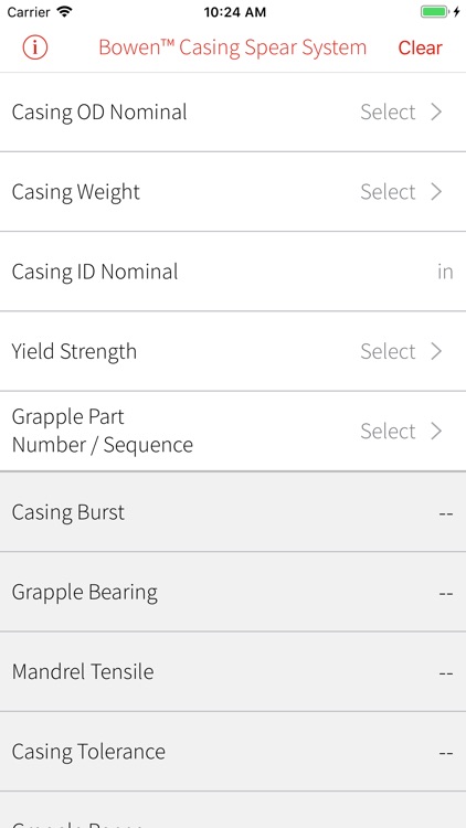 Bowen Casing Spear Calculator