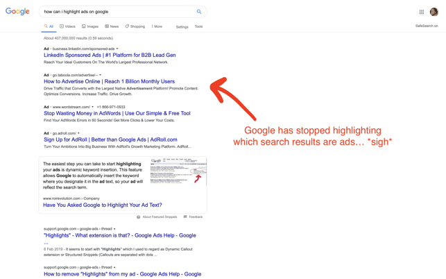 Highlight Ads on Google.com