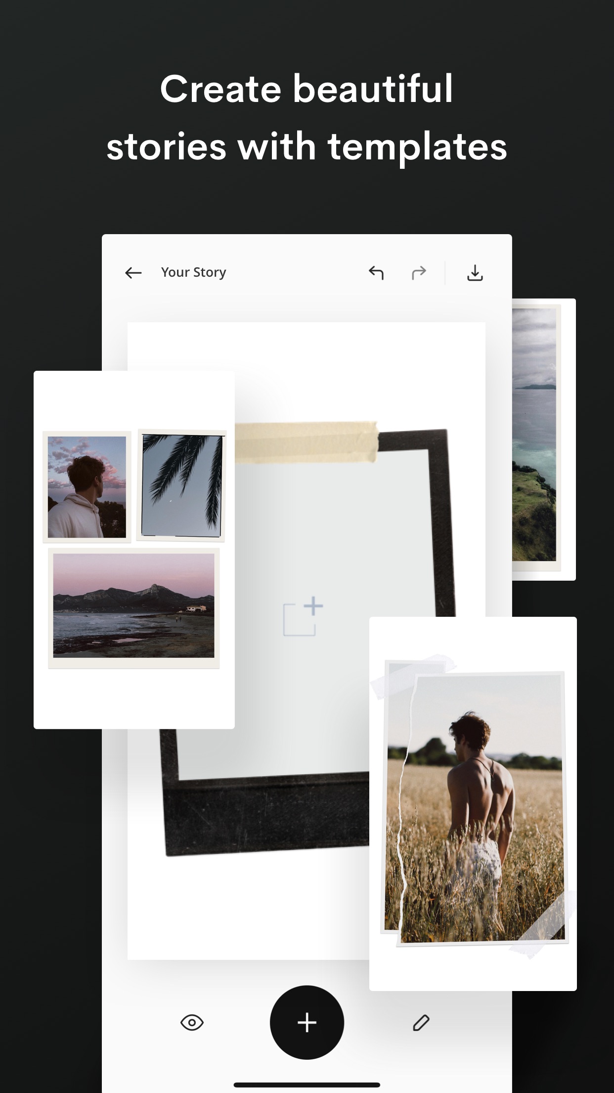 Screenshot do app Unfold — Editor de Histórias