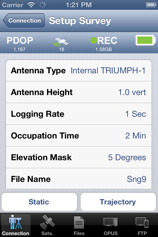 JAVAD Mobile Tools for iPhone screenshot 2
