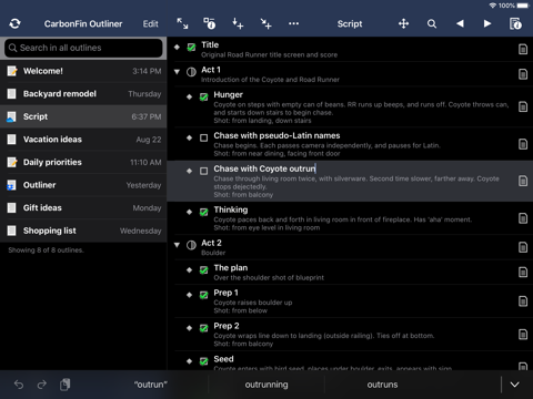 Outliner for iPad - náhled