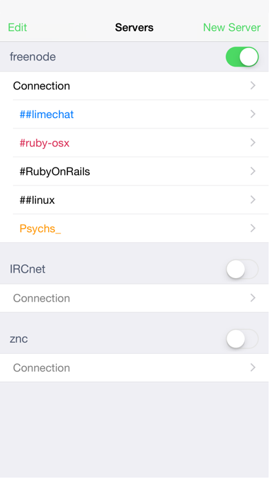 LimeChat - IRC Client iPhone Capturas de pantalla