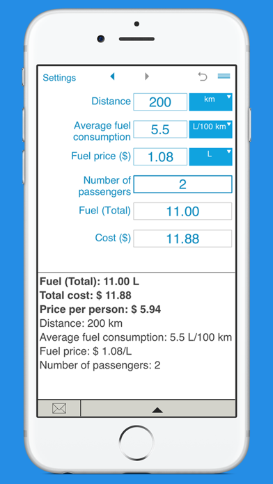 Trip fuel cost calculator screenshot 3