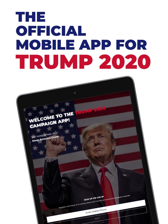 iPad Image of Official Trump 2020 App