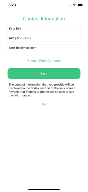 Contact If Found Screenshot