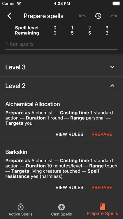 Spell Tracker for Pathfinder