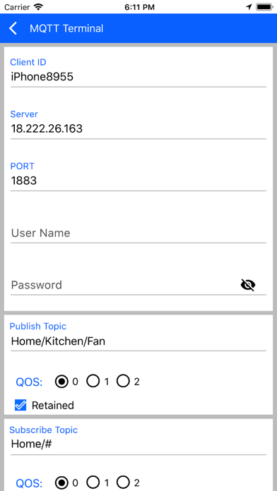 MQTT Terminal screenshot 2
