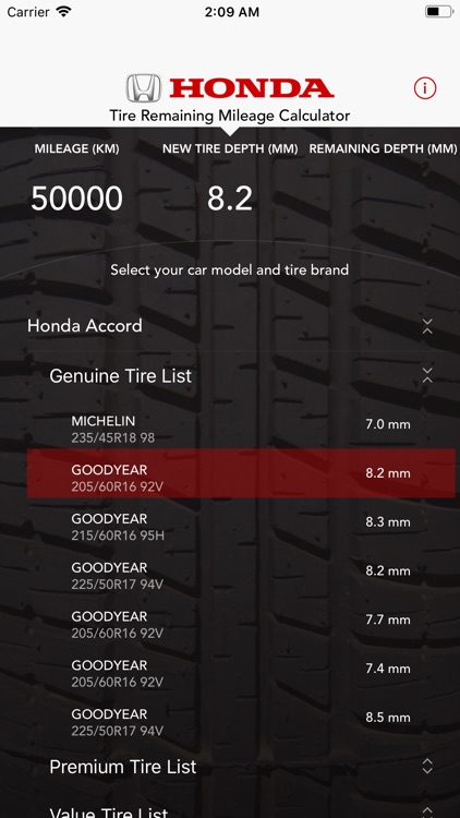 Honda Tire Mileage Calculator