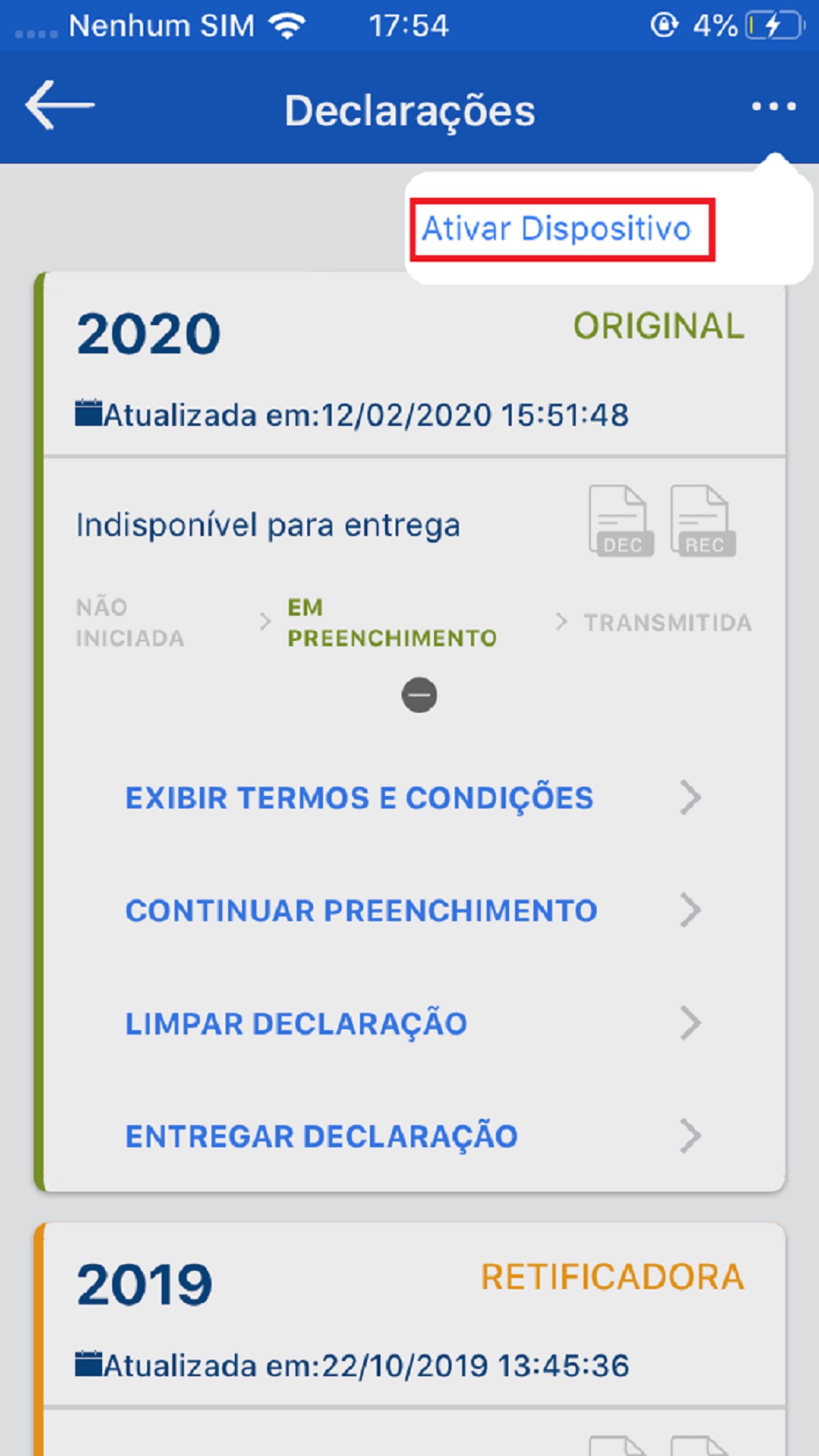 Screenshot do app Meu Imposto de Renda