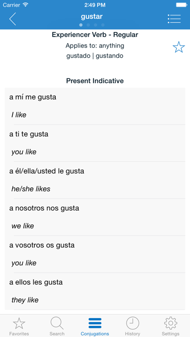 English-Spanish Verb Conjugator screenshot 2