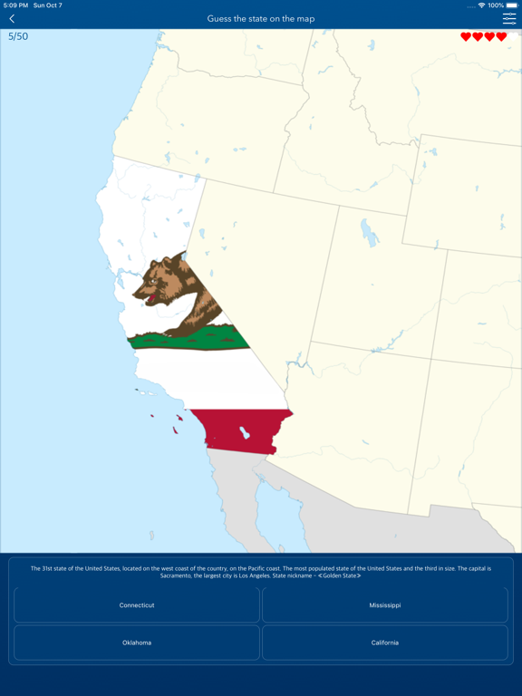 The US States and capitals App screenshot 2