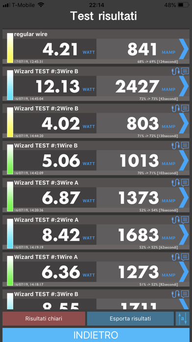 Screenshot of Amperes - batterie test e info4