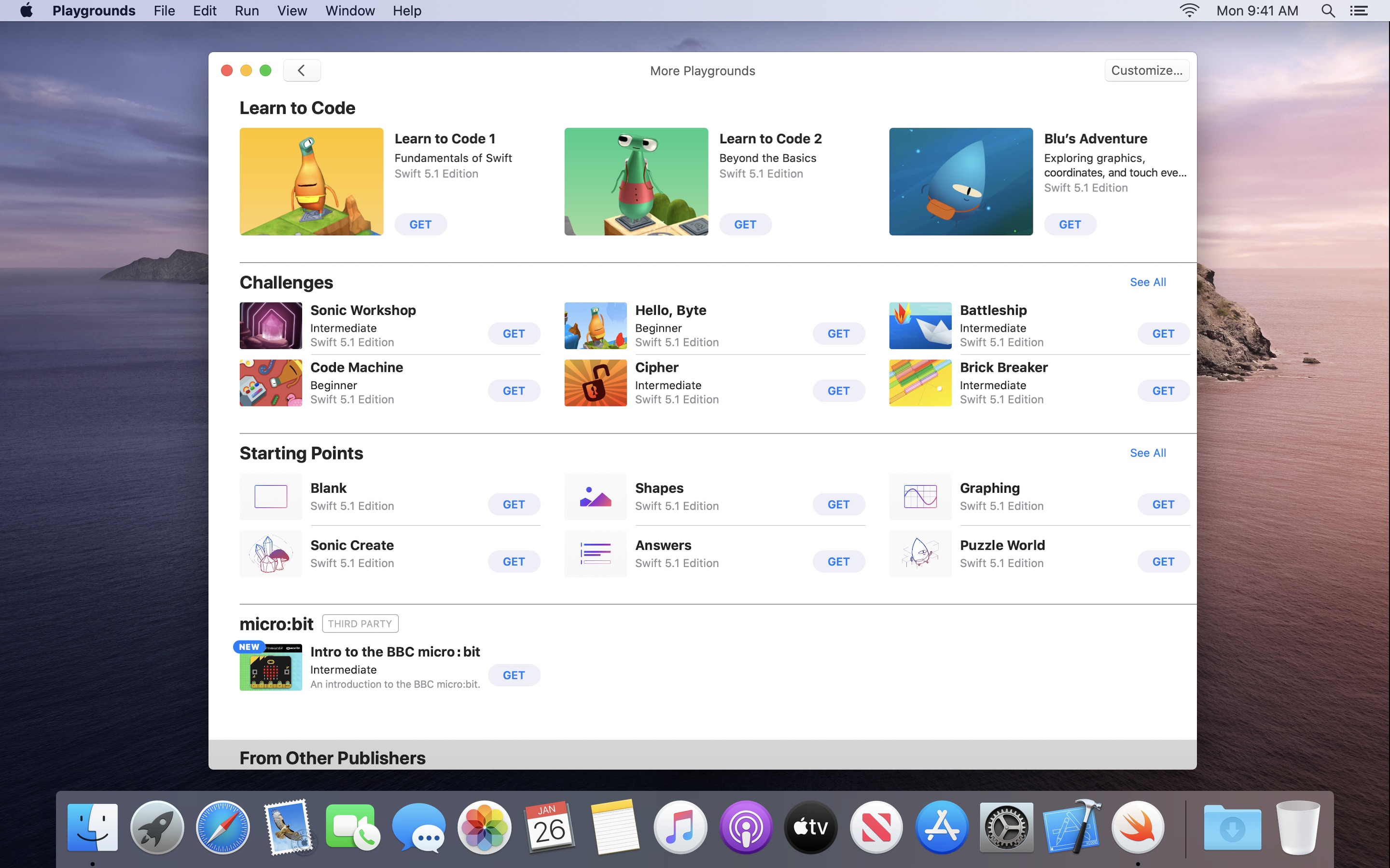 Screenshot do app Swift Playgrounds