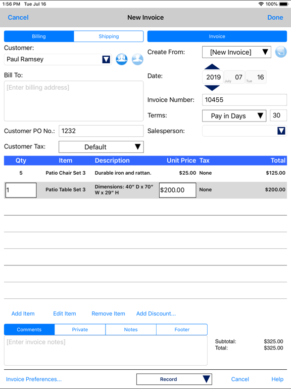 Express invoice download