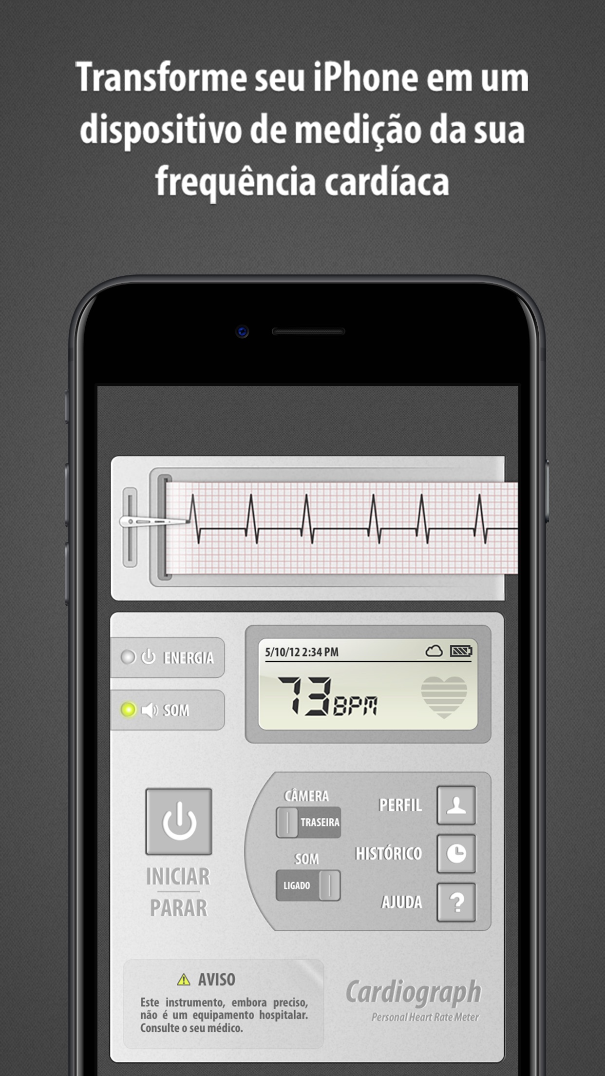 Screenshot do app Cardiógrafo Clássico