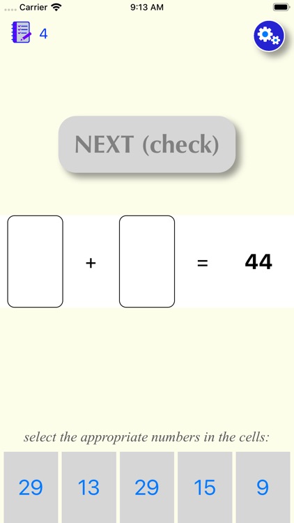 Card method for learning math