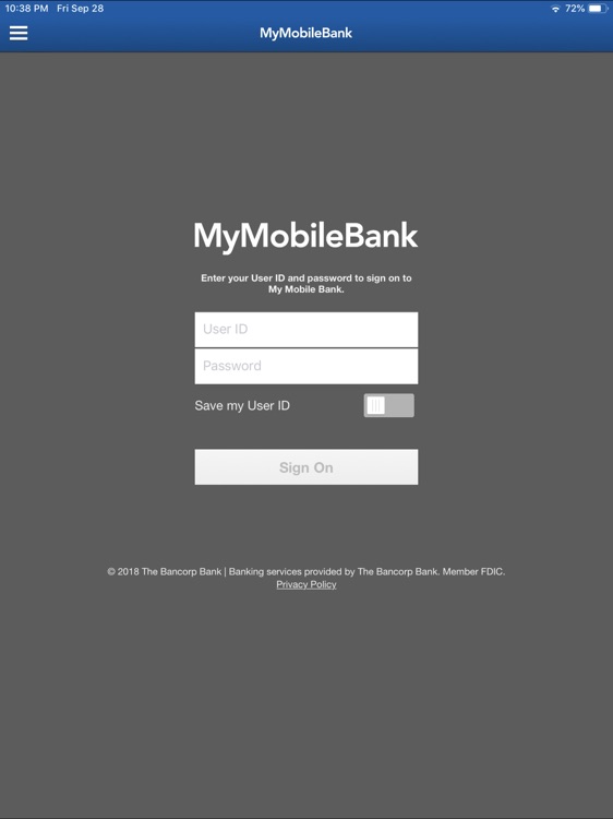 My Mobile Bank for iPad