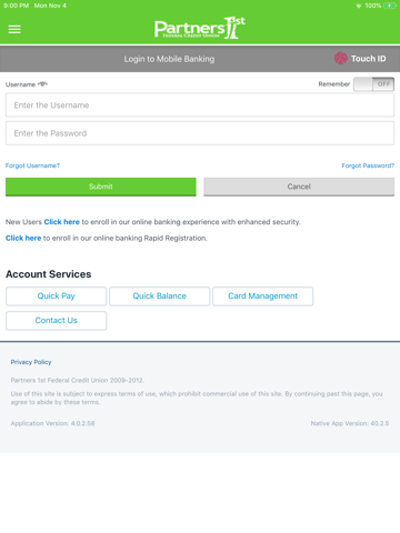 Partners 1st FCU Mobile - náhled