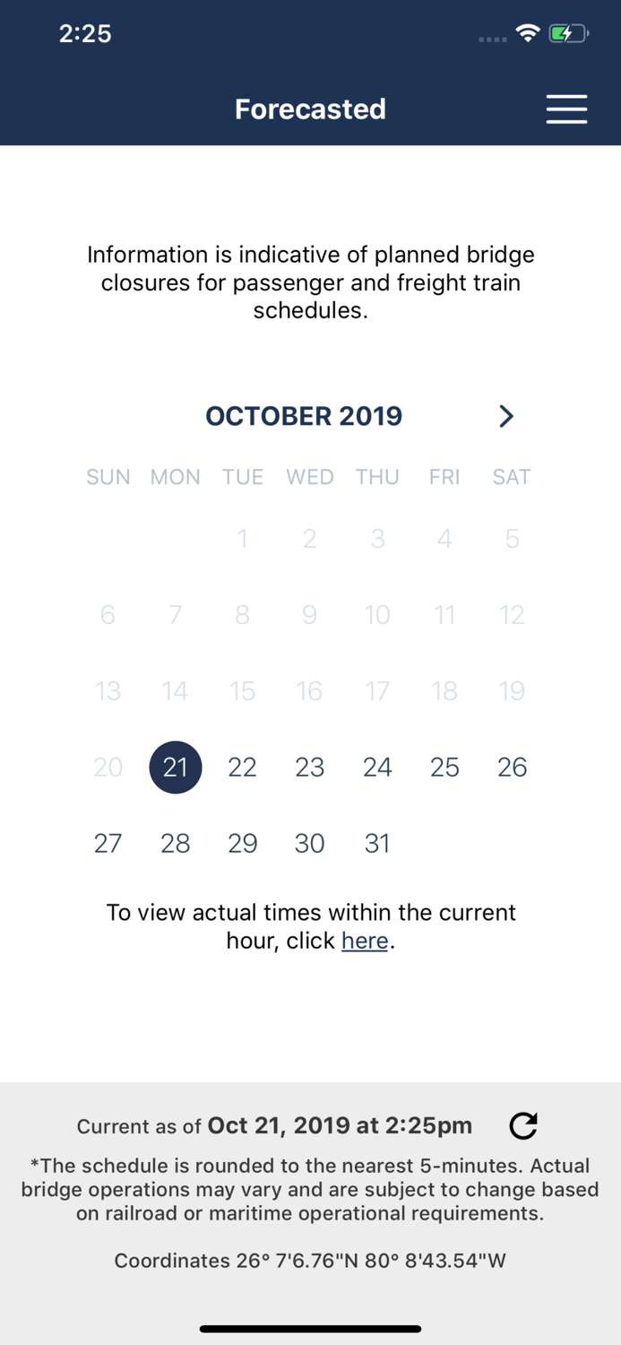 New River Bridge Schedule