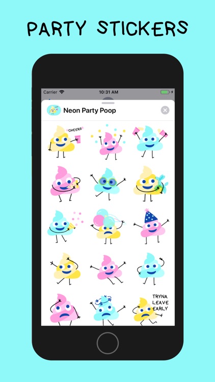 Neon Party Poop Stickers